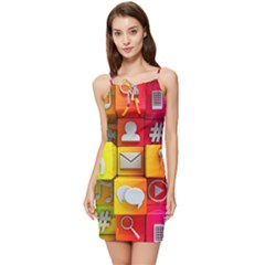 Colorful 3d Social Media Summer Tie Front Dress by Ket1n9