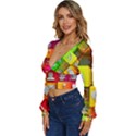 Colorful 3d Social Media Long Sleeve Deep-V Velour Top View2