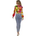 Colorful 3d Social Media Long Sleeve Deep-V Velour Top View4