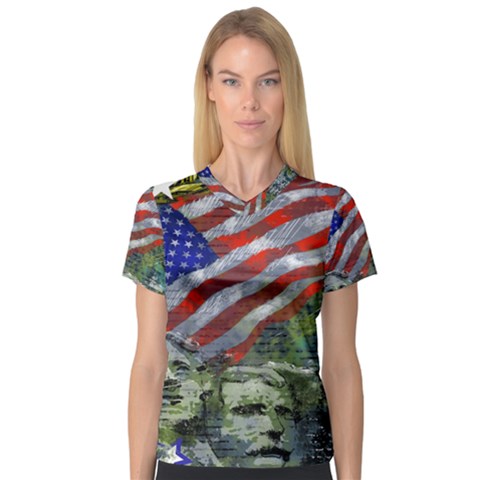 Usa United States Of America Images Independence Day V-neck Sport Mesh T-shirt by Ket1n9