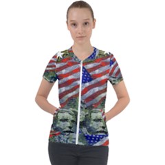 Usa United States Of America Images Independence Day Short Sleeve Zip Up Jacket by Ket1n9