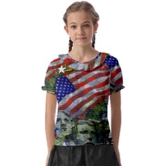 Usa United States Of America Images Independence Day Kids  Frill Chiffon Blouse by Ket1n9