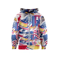 Independence Day United States Of America Kids  Zipper Hoodie by Ket1n9