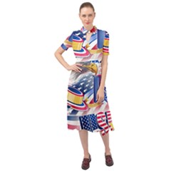 United States Of America Usa  Images Independence Day Keyhole Neckline Chiffon Dress by Ket1n9