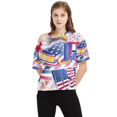 Independence Day United States Of America One Shoulder Cut Out T-shirt by Ket1n9