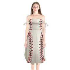 Baseball Shoulder Tie Bardot Midi Dress by Ket1n9