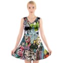 Vintage Horror Collage Pattern V-Neck Sleeveless Dress View1