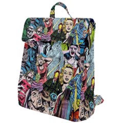 Vintage Horror Collage Pattern Flap Top Backpack by Ket1n9