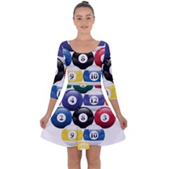 Racked Billiard Pool Balls Quarter Sleeve Skater Dress by Ket1n9