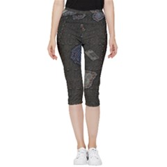 World Map Inside Out Lightweight Velour Capri Leggings  by Ket1n9