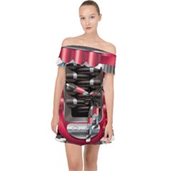 Car Engine Off Shoulder Chiffon Dress by Ket1n9