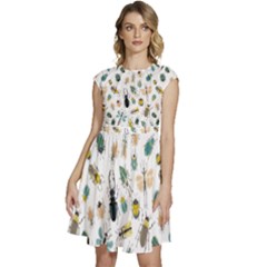 Insect Animal Pattern Cap Sleeve High Waist Dress by Ket1n9