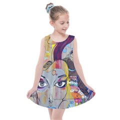 Graffiti-mural-street-art-painting Kids  Summer Dress by Ket1n9