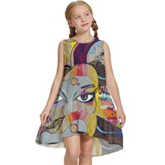 Graffiti-mural-street-art-painting Kids  Frill Swing Dress by Ket1n9