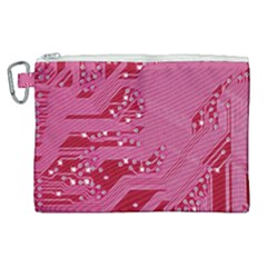 Pink Circuit Pattern Canvas Cosmetic Bag (xl) by Ket1n9