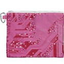 Pink Circuit Pattern Canvas Cosmetic Bag (XXXL) View1