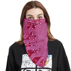 Pink Circuit Pattern Face Covering Bandana (triangle) by Ket1n9