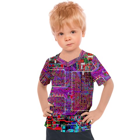 Technology Circuit Board Layout Pattern Kids  Sports T-shirt by Ket1n9