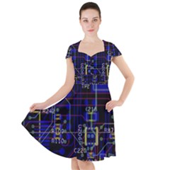 Technology Circuit Board Layout Cap Sleeve Midi Dress by Ket1n9