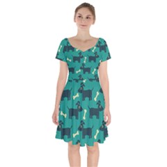 Happy-dogs Animals Pattern Short Sleeve Bardot Dress by Ket1n9