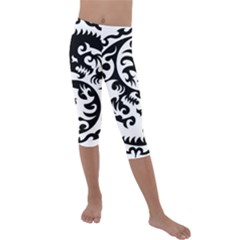 Ying Yang Tattoo Kids  Lightweight Velour Capri Leggings  by Ket1n9