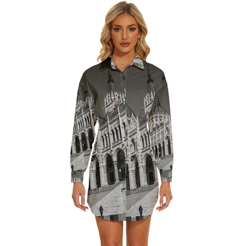 Architecture-parliament-landmark Womens Long Sleeve Shirt Dress by Ket1n9