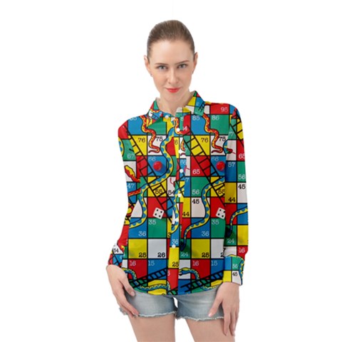 Snakes And Ladders Long Sleeve Chiffon Shirt by Ket1n9