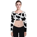 Animal-print-black-and-white-black Velvet Long Sleeve Crop Top View1