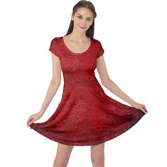 Red-grunge-texture-black-gradient Cap Sleeve Dress by Ket1n9