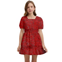 Red-grunge-texture-black-gradient Kids  Short Sleeve Dolly Dress by Ket1n9