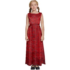 Red-grunge-texture-black-gradient Kids  Satin Sleeveless Maxi Dress by Ket1n9