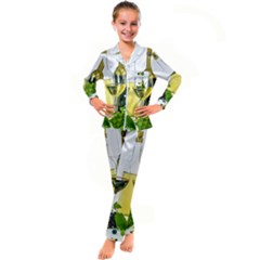 White-wine-red-wine-the-bottle Kids  Satin Long Sleeve Pajamas Set by Ket1n9