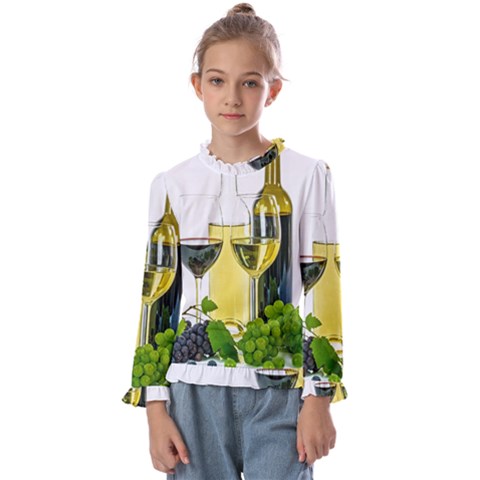 White-wine-red-wine-the-bottle Kids  Frill Detail T-shirt by Ket1n9