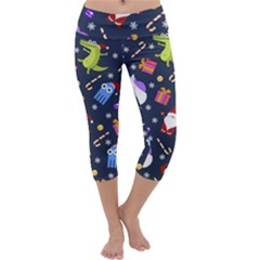 Colorful Funny Christmas Pattern Capri Yoga Leggings by Ket1n9