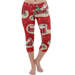 Christmas New Year Seamless Pattern Capri Yoga Leggings by Ket1n9