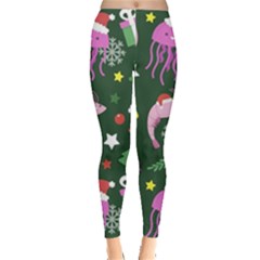 Dinosaur Colorful Funny Christmas Pattern Everyday Leggings  by Ket1n9