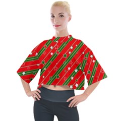 Christmas Paper Star Texture Mock Neck T-shirt by Ket1n9