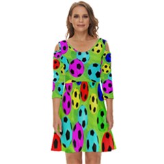 Balls Colors Shoulder Cut Out Zip Up Dress by Ket1n9