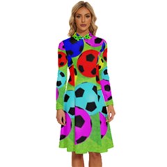 Balls Colors Long Sleeve Shirt Collar A-line Dress by Ket1n9