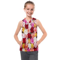 Rose Color Beautiful Flowers Kids  Sleeveless Hoodie by Ket1n9