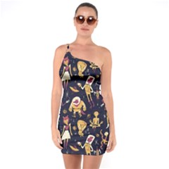 Alien Surface Pattern One Shoulder Ring Trim Bodycon Dress by Ket1n9