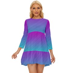 Background-pink-blue-gradient Long Sleeve Babydoll Dress by Ket1n9