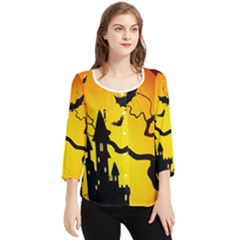 Halloween Night Terrors Chiffon Quarter Sleeve Blouse by Ket1n9