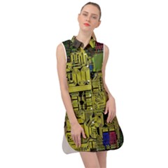 Technology Circuit Board Sleeveless Shirt Dress by Ket1n9