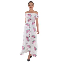 Watermelon Wallpapers  Creative Illustration And Patterns Off Shoulder Open Front Chiffon Dress by Ket1n9