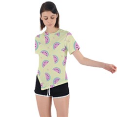 Watermelon Wallpapers  Creative Illustration And Patterns Asymmetrical Short Sleeve Sports T-shirt by Ket1n9