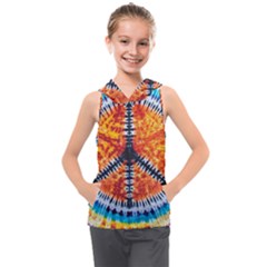 Tie Dye Peace Sign Kids  Sleeveless Hoodie by Ket1n9