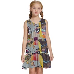 Graffiti-mural-street-art-painting Kids  Sleeveless Tiered Mini Dress by Ket1n9