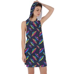 Alien Patterns Vector Graphic Racer Back Hoodie Dress by Ket1n9