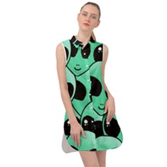 Art Alien Pattern Sleeveless Shirt Dress by Ket1n9